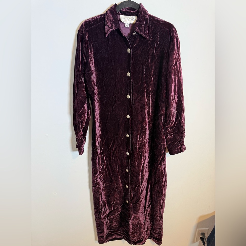 Tasha Polizzi Burgundy Velvet Maxi Dress Western Boho Ranchcore S Vintage